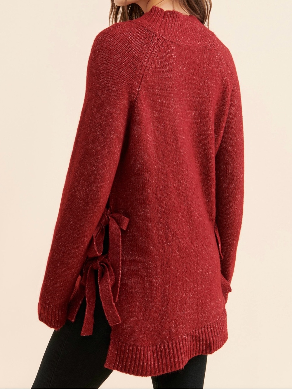 Vigoss Side Tie Sweater in Wine